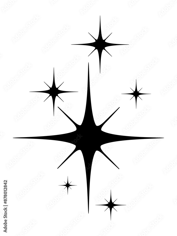 Retro sparkle icons collection. Set of star shapes. Templates for design, banners, logo, and business cards. Vector illustration Retro sparkle icons collection. Set of star shapes. Templates for design, banners, logo, and business cards. Vector illustration