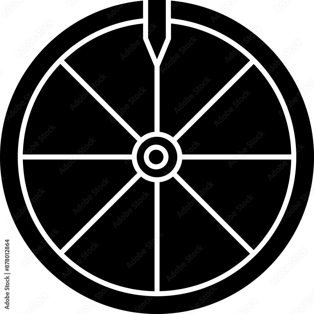 Flat Style Spin wheel icon in Black and White Color.