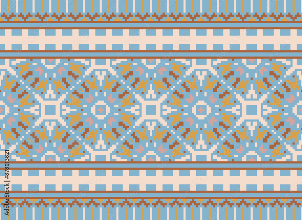 Ikat seamless ogee vector pattern. Aztec tribal abstract modern textile print. Damask style background with stripes and chevron. Ethnic watercolor fabric. Boho Ikat seamless ogee vector pattern. Aztec tribal abstract modern textile print. Damask style background with stripes and chevron. Ethnic watercolor fabric. Boho