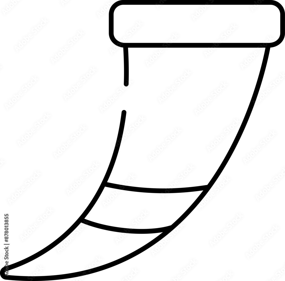 Ivory or Viking Horn Icon in Black Linear Style. Ivory or Viking Horn Icon in Black Linear Style.