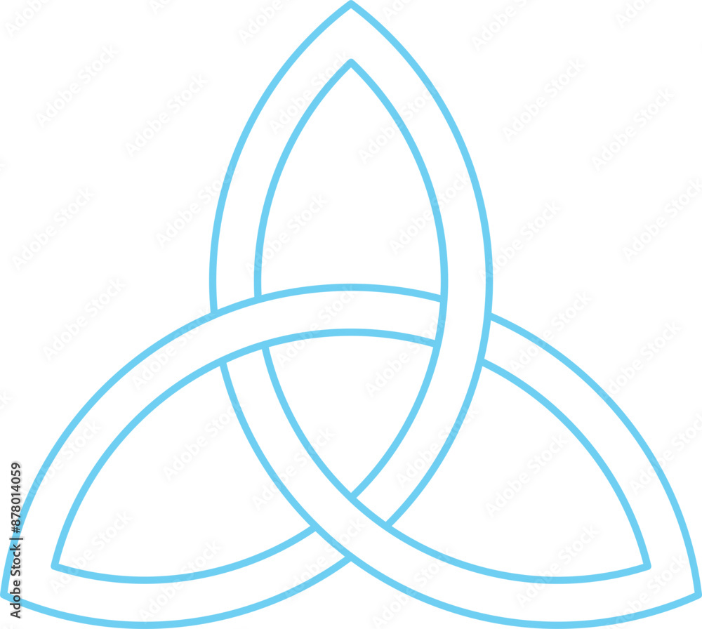 Triquetra Icon in Blue Line Art.