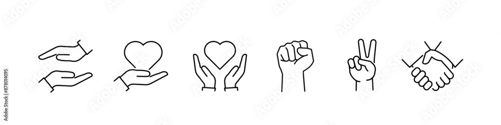 Hand icon. Hands line icon. Hand icon. Hands line icon.