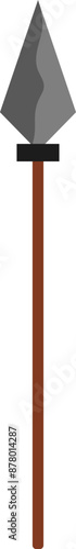 Flat Style Spear Icon in Grey and Brown Color.