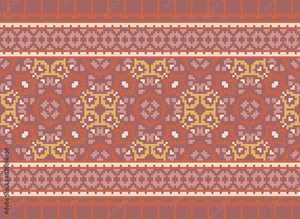 Ikat seamless ogee vector pattern. Aztec tribal abstract modern textile print. Damask style background with stripes and chevron. Ethnic watercolor fabric. Boho Ikat seamless ogee vector pattern. Aztec tribal abstract modern textile print. Damask style background with stripes and chevron. Ethnic watercolor fabric. Boho