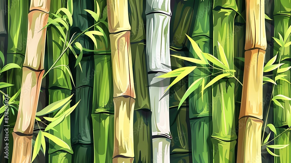 Fototapeta premium Green Bamboo Forest - Lush Texture