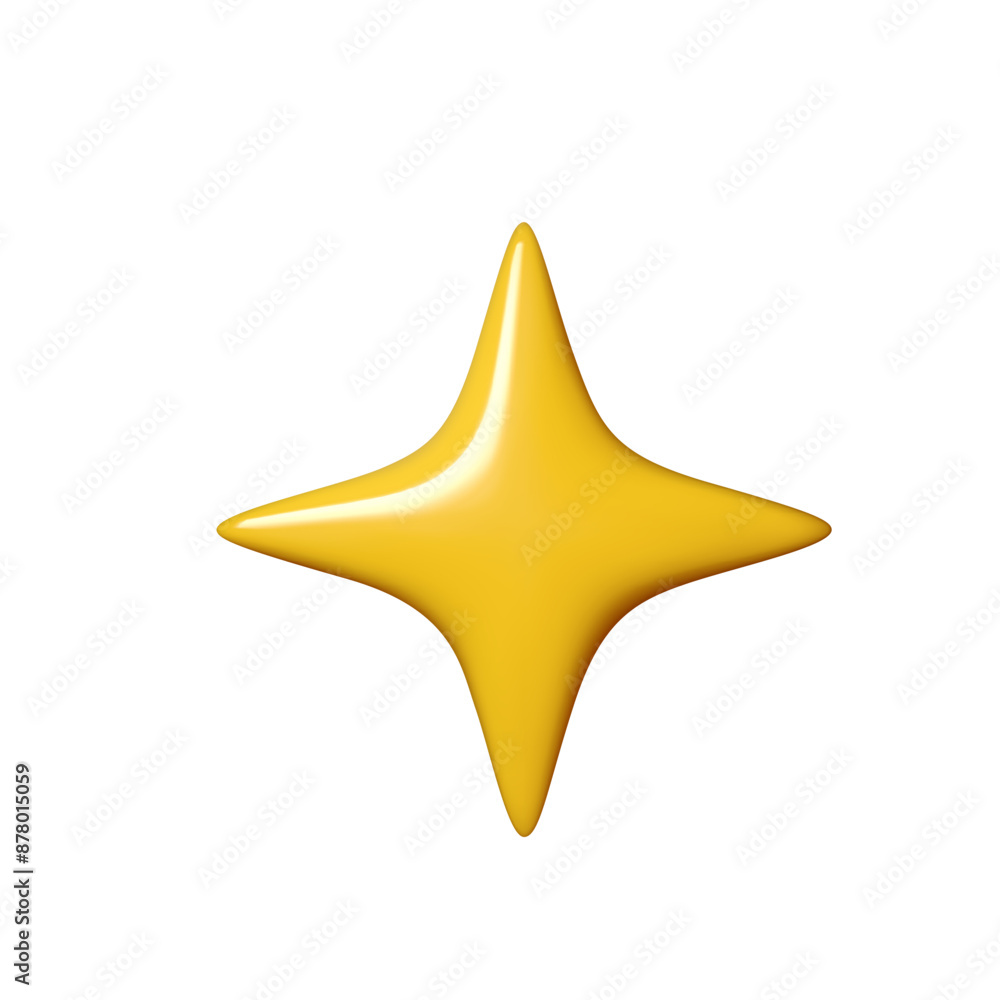 3D glossy Yellow star of shape isolated on white background. Realistic 3d design cartoon style. Vector illustration 3D glossy Yellow star of shape isolated on white background. Realistic 3d design cartoon style. Vector illustration