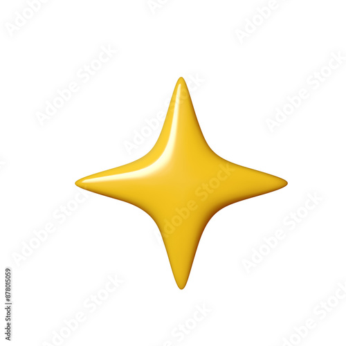 3D glossy Yellow star of shape isolated on white background. Realistic 3d design cartoon style. Vector illustration
