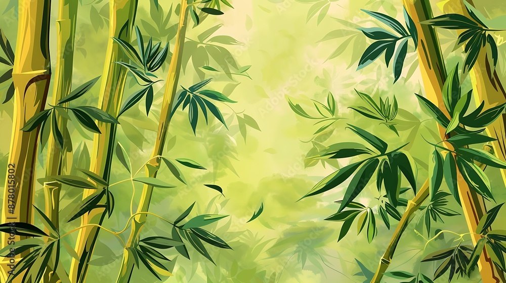 Green Bamboo Forest Painting Green Bamboo Forest Painting