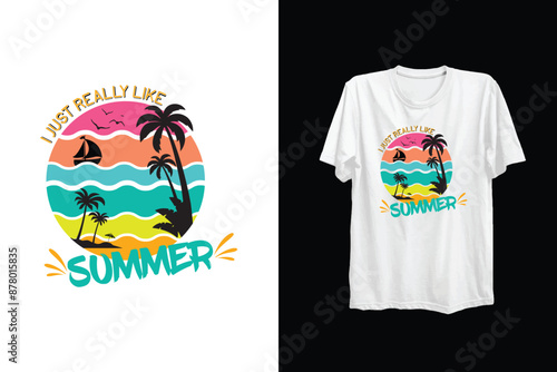 Vector i just really like summer typography vintage premium vector t shirt design
