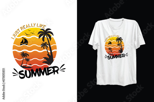 Vector i just really like summer typography vintage premium vector t shirt design
