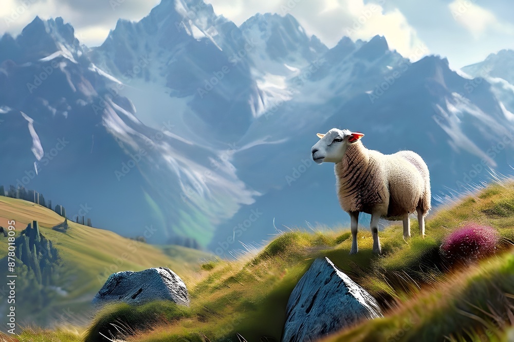 Fototapeta premium sheep in the mountains