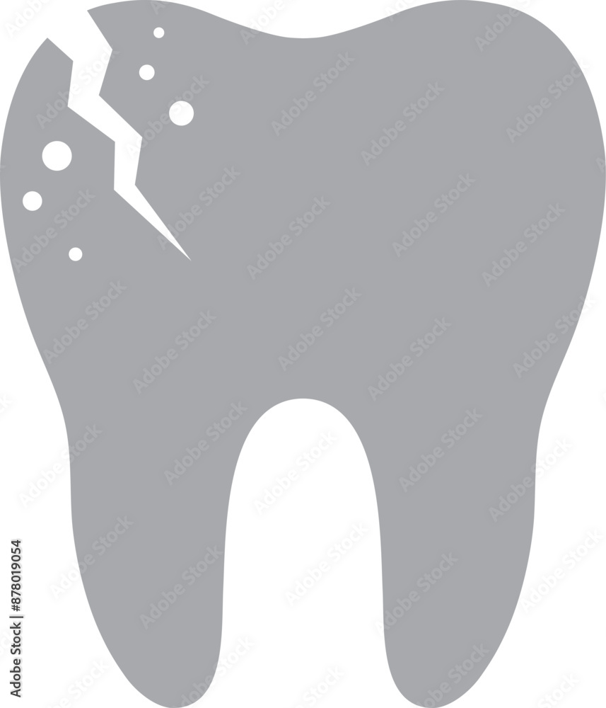 Cracked or broken tooth icon or symbol. Cracked or broken tooth icon or symbol.