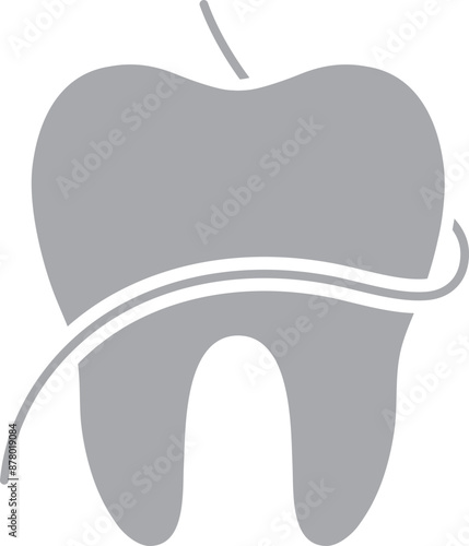 Illustration of flossing teeth or cleaning icon.