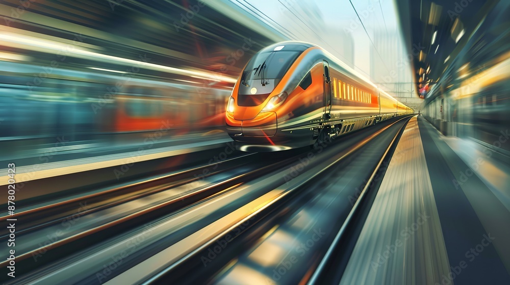 Obraz premium High-speed train moving at high speed