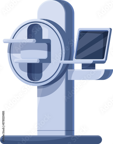 Modern medical computed tomography scanner standing with display for diagnosis
