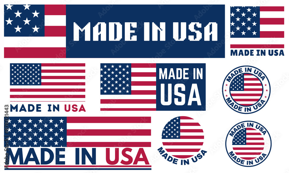Made in USA badges set. American labels. Patriotic logo or stamp. Vector illustration. Large set of Made in USA labels, signs. USA patriotic signs. Americans banners templates. set of made in the usa Made in USA badges set. American labels. Patriotic logo or stamp. Vector illustration. Large set of Made in USA labels, signs. USA patriotic signs. Americans banners templates. set of made in the usa