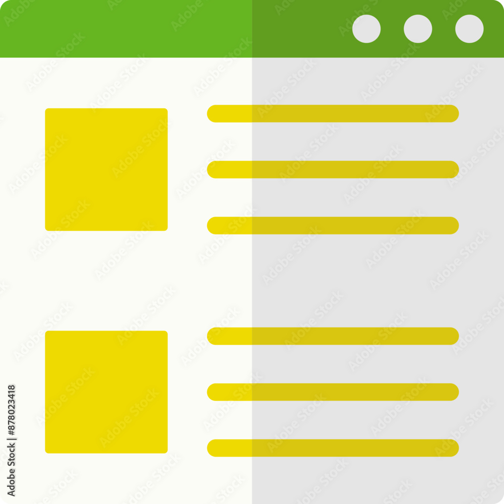 Browser window icon in green and yellow color. Browser window icon in green and yellow color.