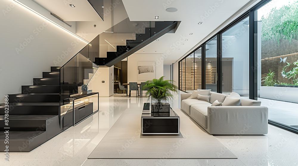 Fototapeta premium Modern architecture living room interiors