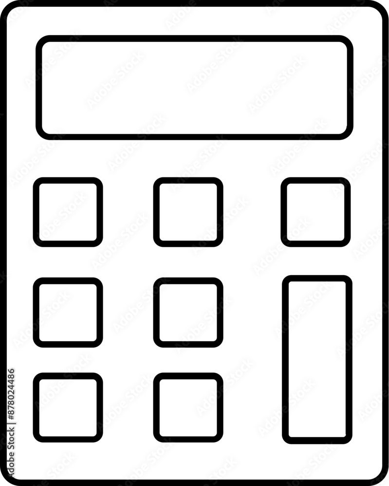 Calculator Icon or Symbol in Black Line Art. Calculator Icon or Symbol in Black Line Art.