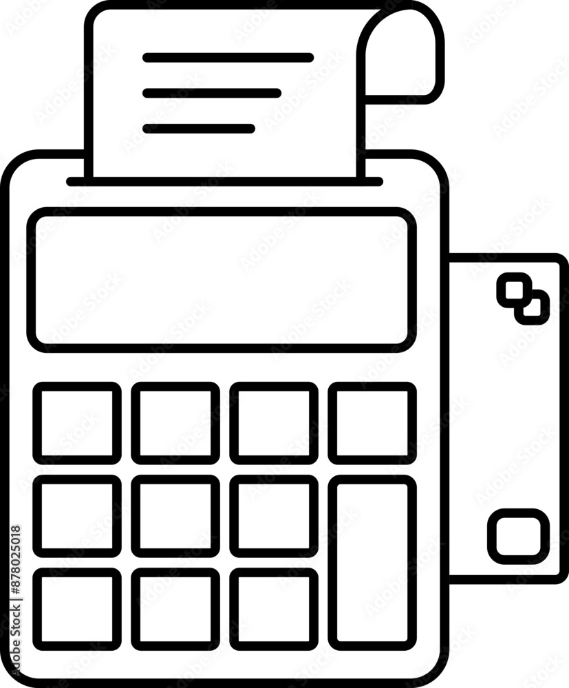 POS Terminal Machine Icon in Black Linear Style. POS Terminal Machine Icon in Black Linear Style.