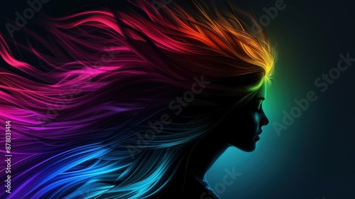 A woman silhouette with a burst of colors