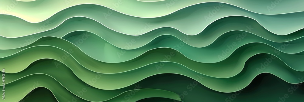 Abstract Green Waves: Papercut Style Abstract Green Waves: Papercut Style