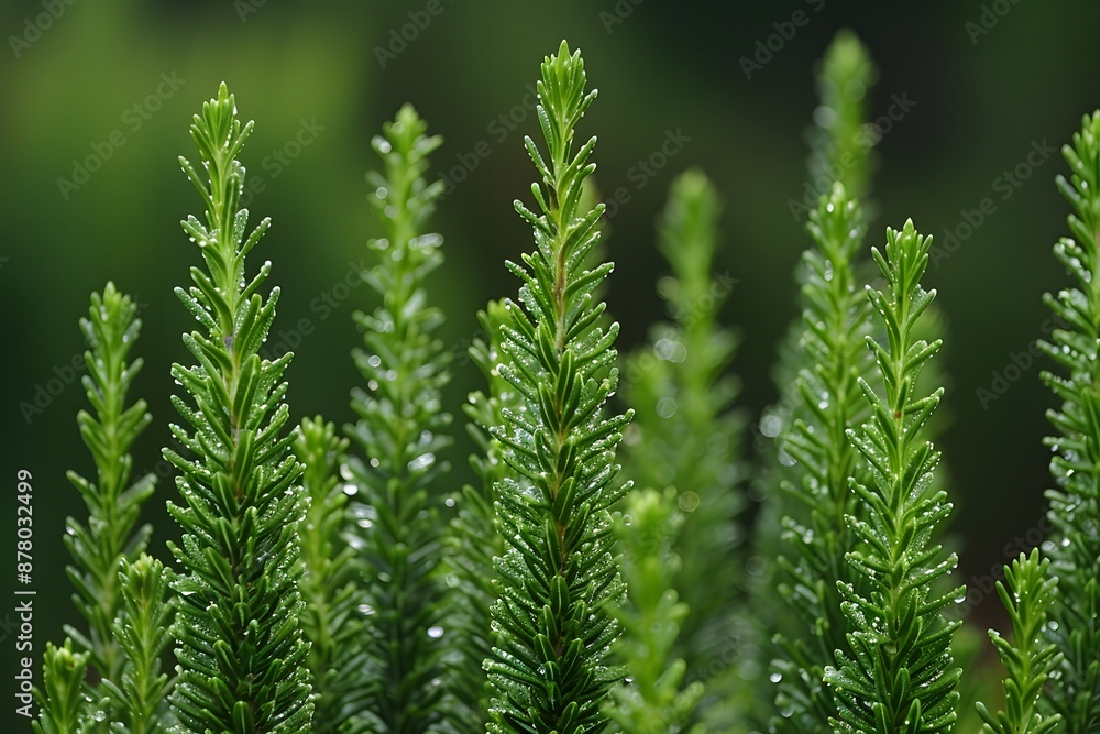 Fresh Dew-Covered Green Pine Needles in Forest - Nature Background for Posters, Cards, and Prints Fresh Dew-Covered Green Pine Needles in Forest - Nature Background for Posters, Cards, and Prints