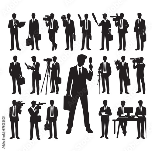Vector set of reporters illustration