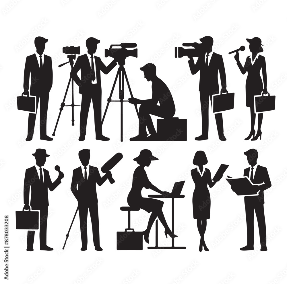 Obraz premium Vector set of reporters illustration