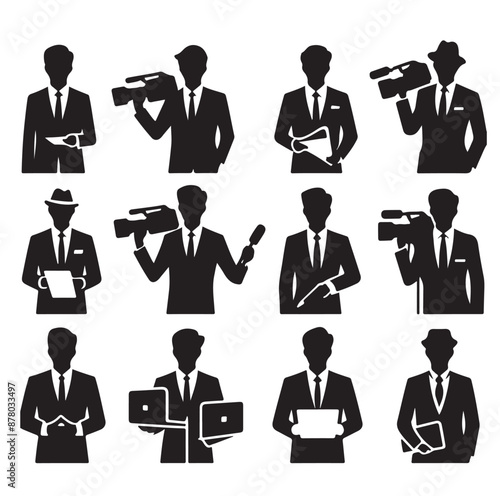 Vector set of reporters illustration
