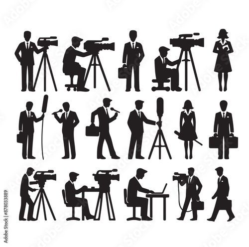 Vector set of reporters illustration