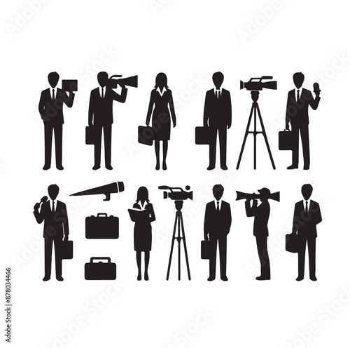 Vector set of reporters illustration