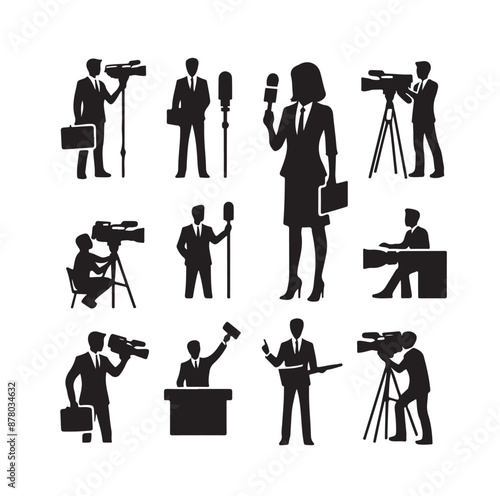Vector set of reporters illustration