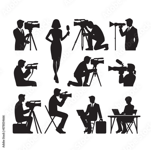 Vector set of reporters illustration