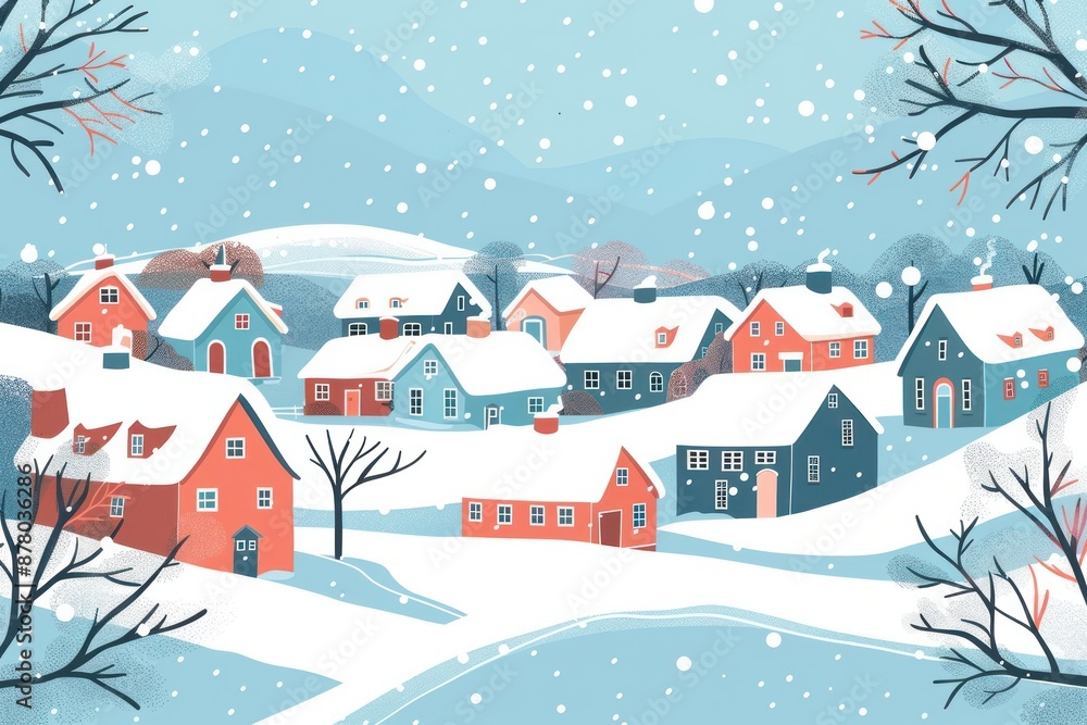 Fototapeta premium Cozy Snowy Christmas Town