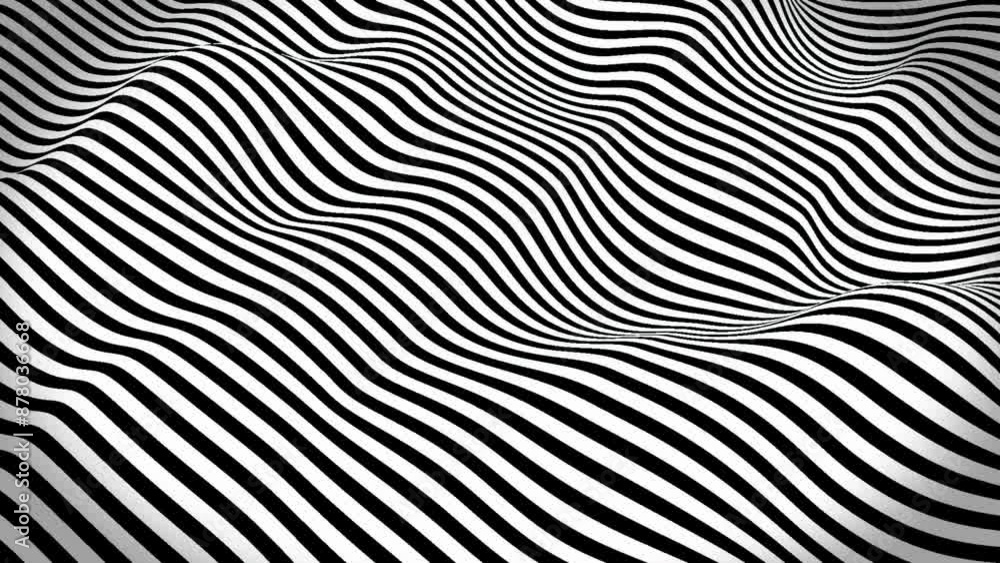 The background of the black and white striped clothing motif develops to form waves The background of the black and white striped clothing motif develops to form waves