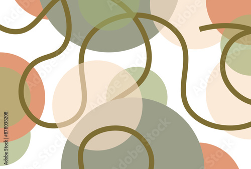 Abstract line and Circle wallpaper. Abstract vector. Simplicity. Backdrop. Gift wrap.Postcard.Graphic design. Multicolour. Fabric.Decorative. Earth tone colours.Wave pattern. Ornament. Dynamic. 