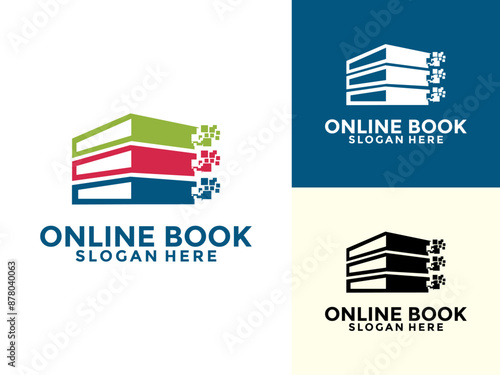 Book Online Education logo design template, Digital Book logo vector
