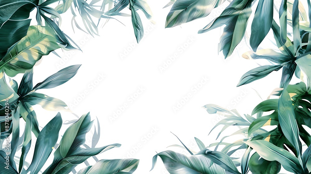 Tropical Leaf Border on a White Background Tropical Leaf Border on a White Background