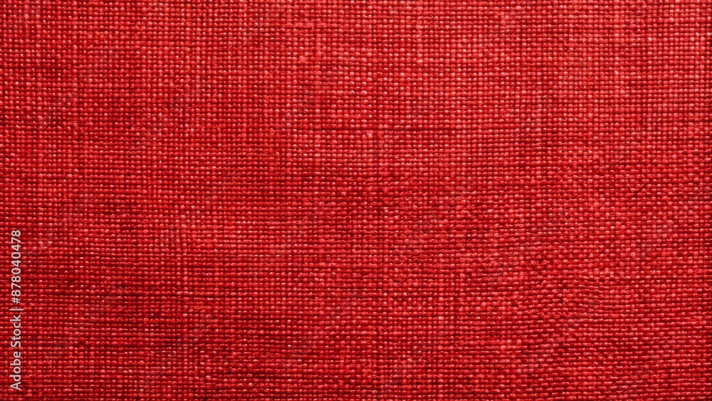 Fototapeta premium Vibrant red linen canvas texture with intricate woven threads, rich scarlet hue, and subtle fabric folds as a detailed background image.