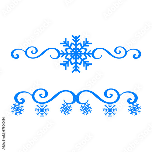 Tiempo de Navidad. Logo con copo de nieve con línea de decoración de caligrafía como marco para tarjetas y felicitaciones	