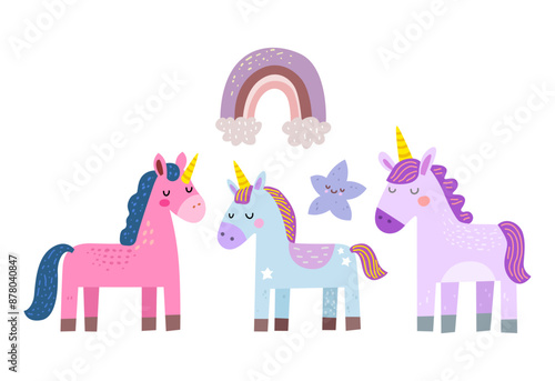 Cute kawaii Unicorn collection set