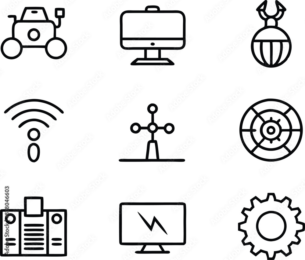 set of technology icon line art style. technology, digital, background, business, network, data, abstract, futuristic, information set of technology icon line art style. technology, digital, background, business, network, data, abstract, futuristic, information