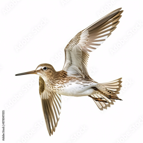 Common sandpiper (Calidris glareola) isolated on white background