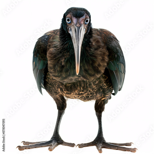 Black Ibis bird isolated on white background. photo