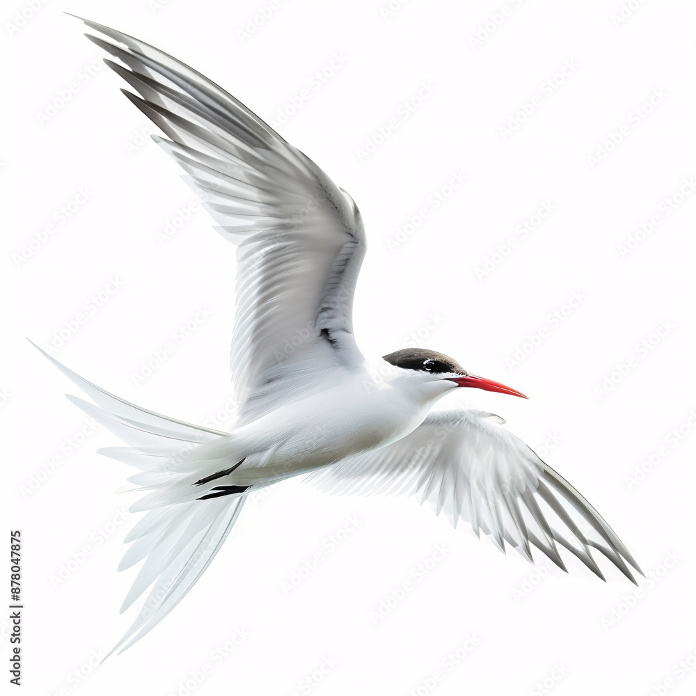 Common tern (Sterna hirundo) in flight isolated on white background Common tern (Sterna hirundo) in flight isolated on white background