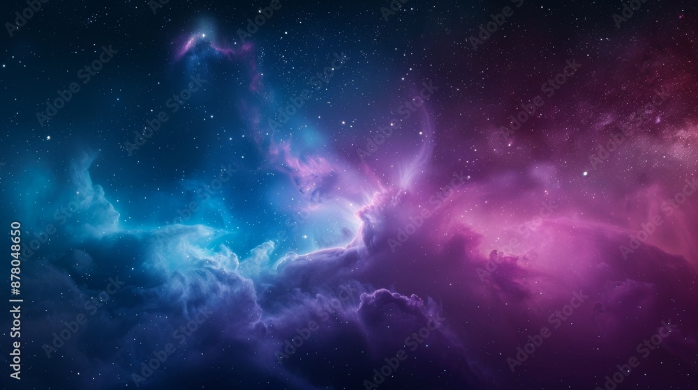 Obraz premium Artistic interpretations of cosmic landscapes, depicting nebulae, distant galaxies, and celestial phenomena.