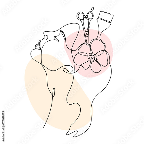One line hair dresser illustration