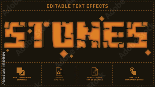 Stones editable text effects, vector eps files, one click.