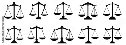 Justice scale silhouette set vector design big pack of illustration and icon